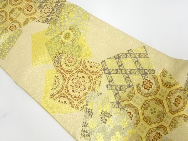 JAPANESE KIMONO / VINTAGE FUKURO OBI / WOVEN FLORAL PLANTS